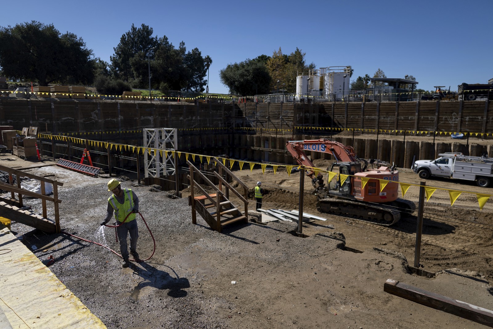Construction work underway on a new water recycling facility at the Donald C. Tillman Water Reclamation Plant in Van Nuys in October 2025